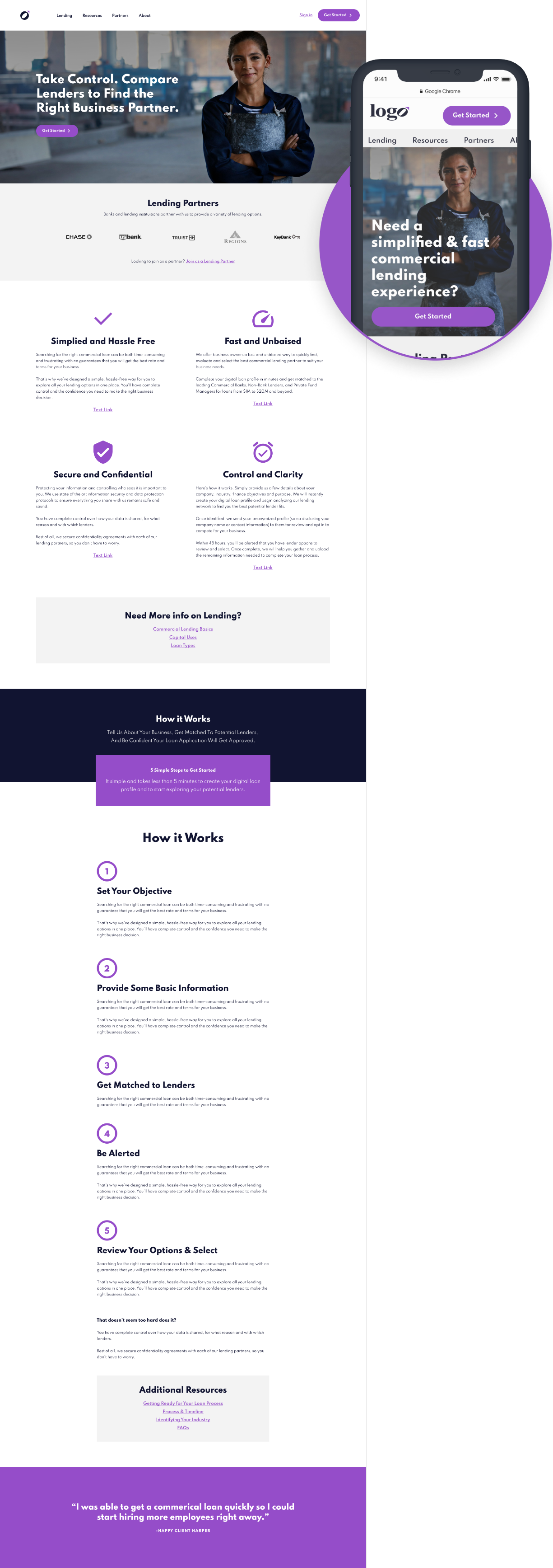 Desktop and mobile view of marketing site.
